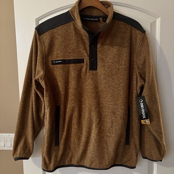 NWT Men's Dri Duck Brown‎ Ranger Melange Fleece Pullover Size Large 7353 - Picture 1 of 5